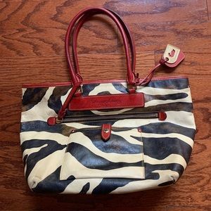 Dooney & Bourke Vintage Zebra Florentine Vachetta Leather Bag